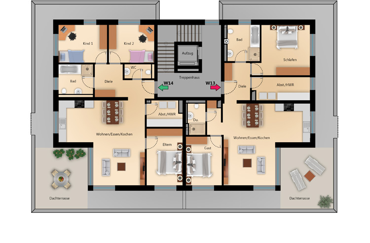 Grundriss Pentohouse